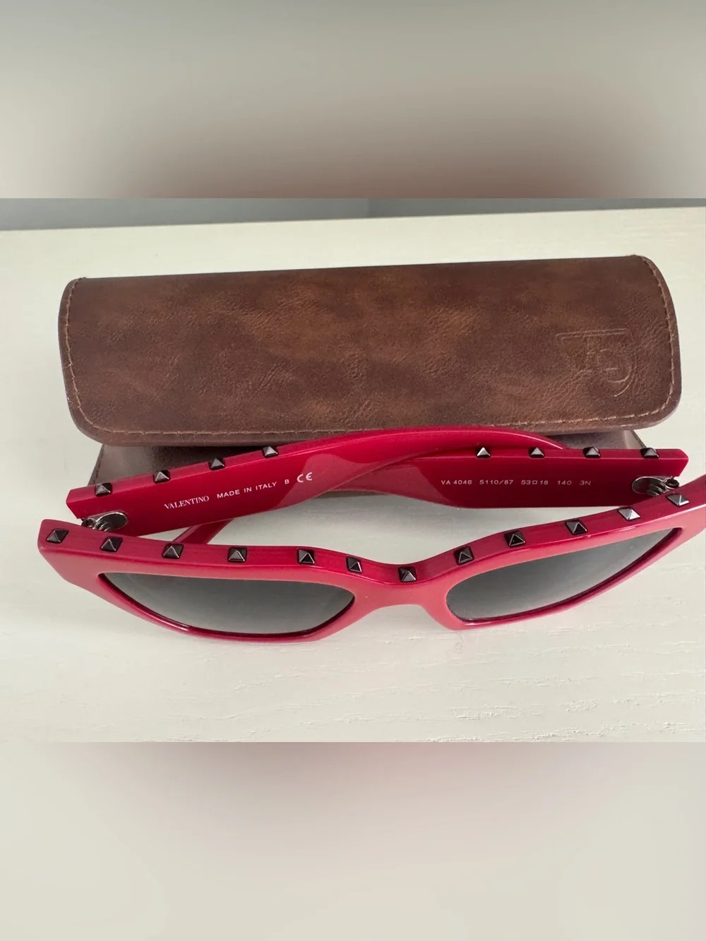 Valentino Red Studded Sunglasses with Dark Lenses